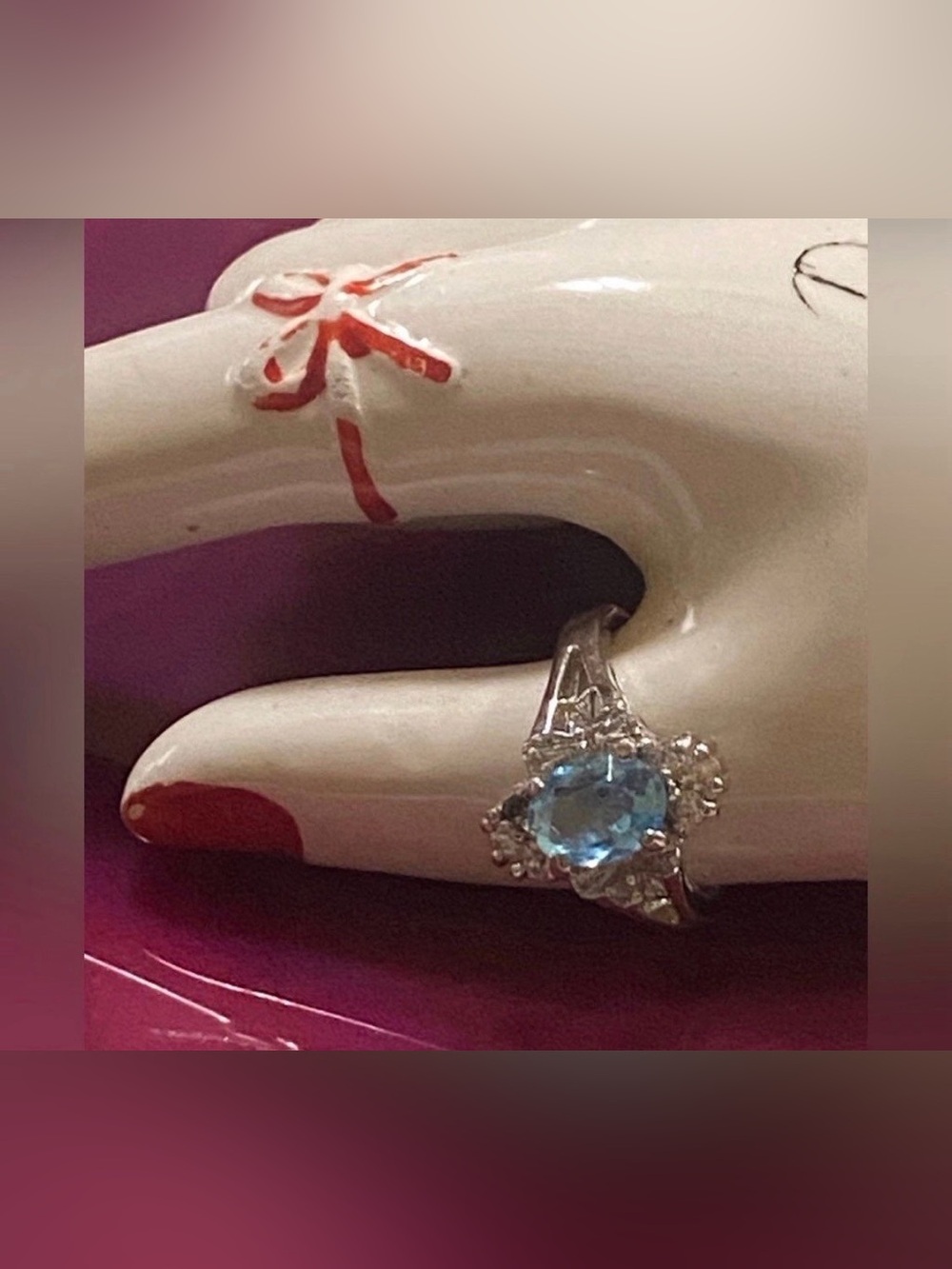 Vintage Blue Silver Tone Ring #6880 💎 SALE